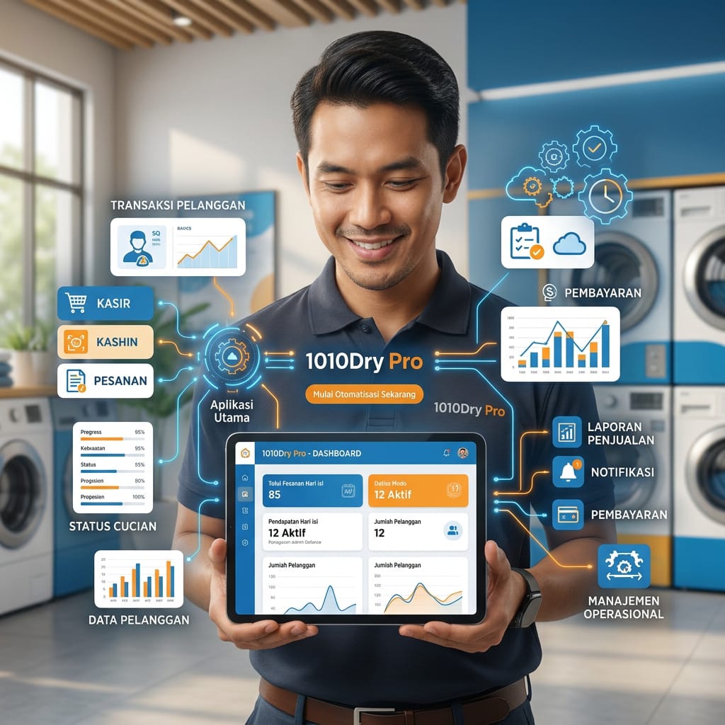 Semua Urusan Laundry Ada di Satu Aplikasi, Semua Bisa Otomatis dengan Aplikasi 1010Dry Pro